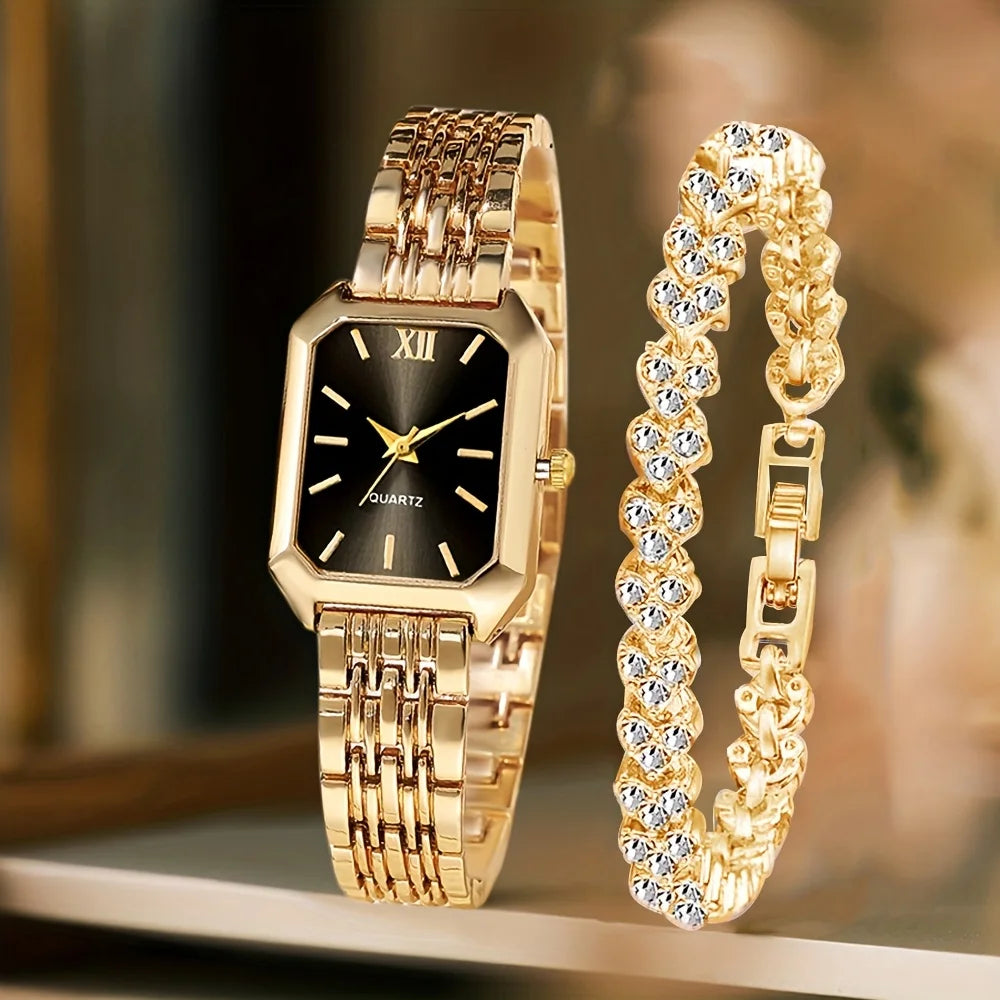 Simple and versatile square quartz watch
