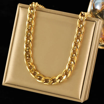 316L Stainless Steel Metal Chain 18K Gold Plated Neck Chain Waterproof Necklace