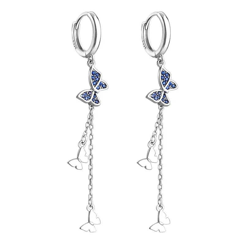 DANA 925 Diamond Butterfly Hoop Earrings