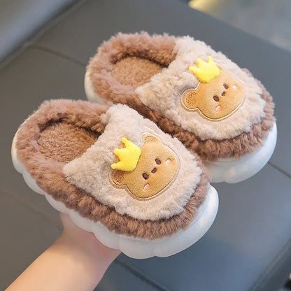 Cute Cartoon Winter Plush Toddler Non-slip Cotton 1-10 Years Slippers