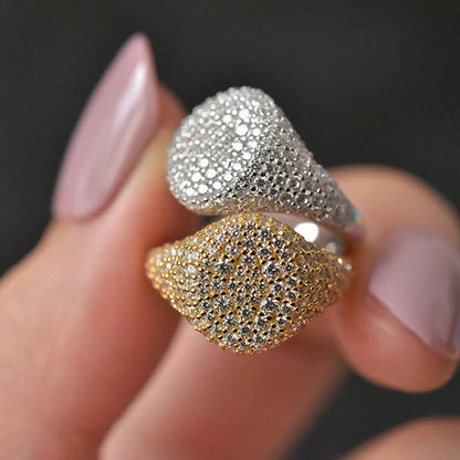 Hip Hop Style 925 Silver Plated Full Zircon Diamond Exquisite Rings