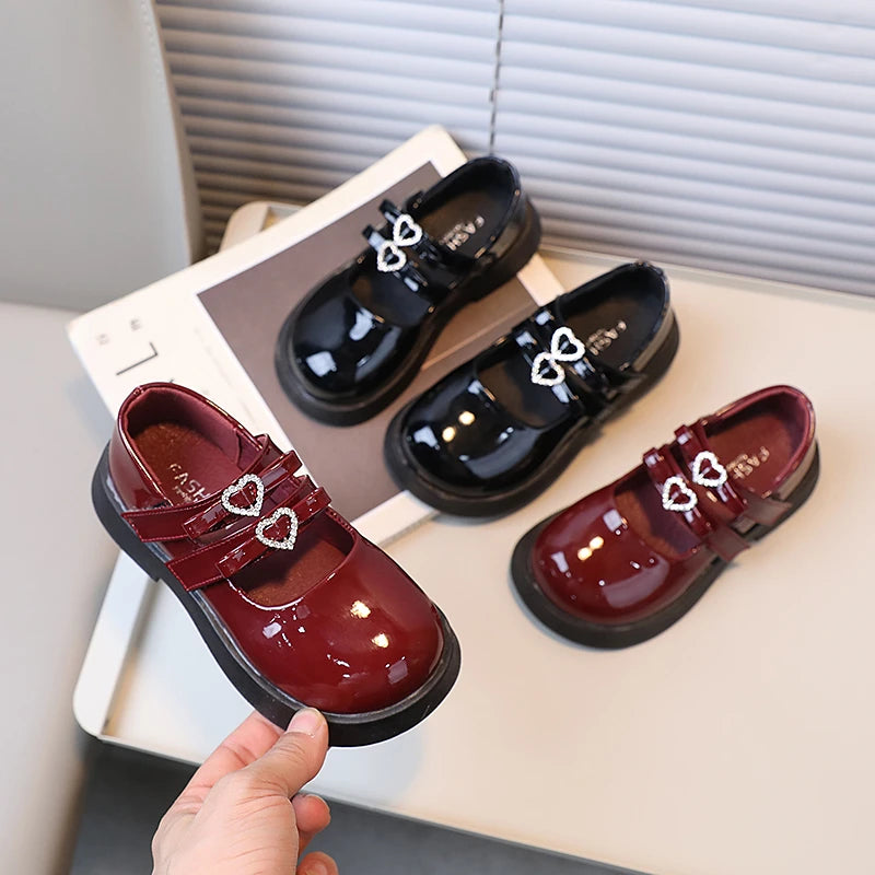 Leather Elegant Mary Janes Chunky Hook-loop 26-36 Shoes