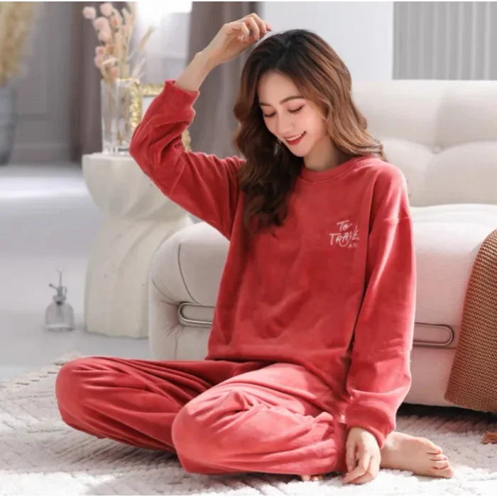 Warm Long Sleeve Cartoon Loungewear Pajama Sets