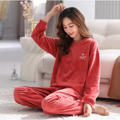 Warm Long Sleeve Cartoon Loungewear Pajama Sets