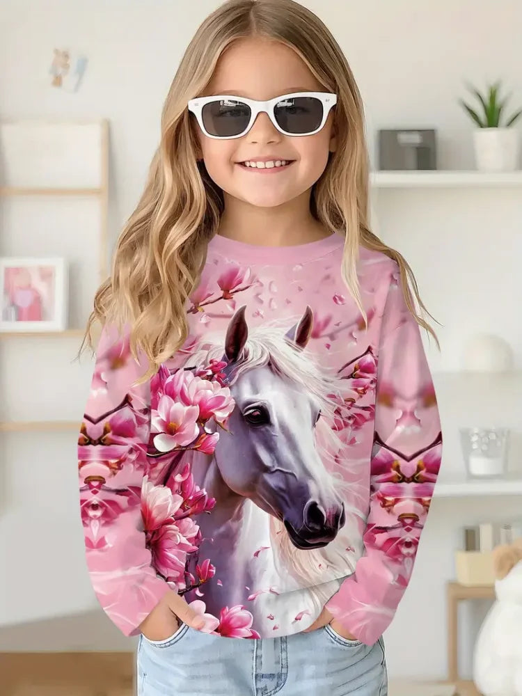 Cartoon Animal Capybala O-Neck Tops Long Sleeve Hoodies
