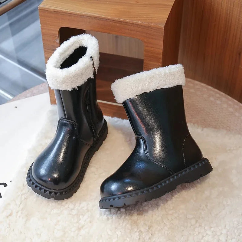 Wool breathable lining anti slip side zipper snow boots