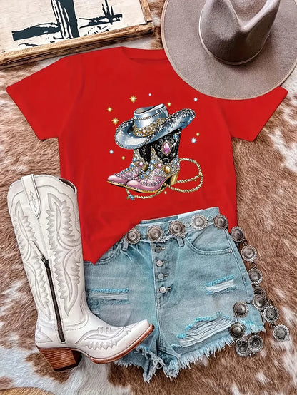 Short-sleeved Western Cowboy Series T-shirt