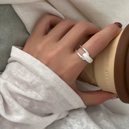 Brushed Geometry Classic Minimalist Rings