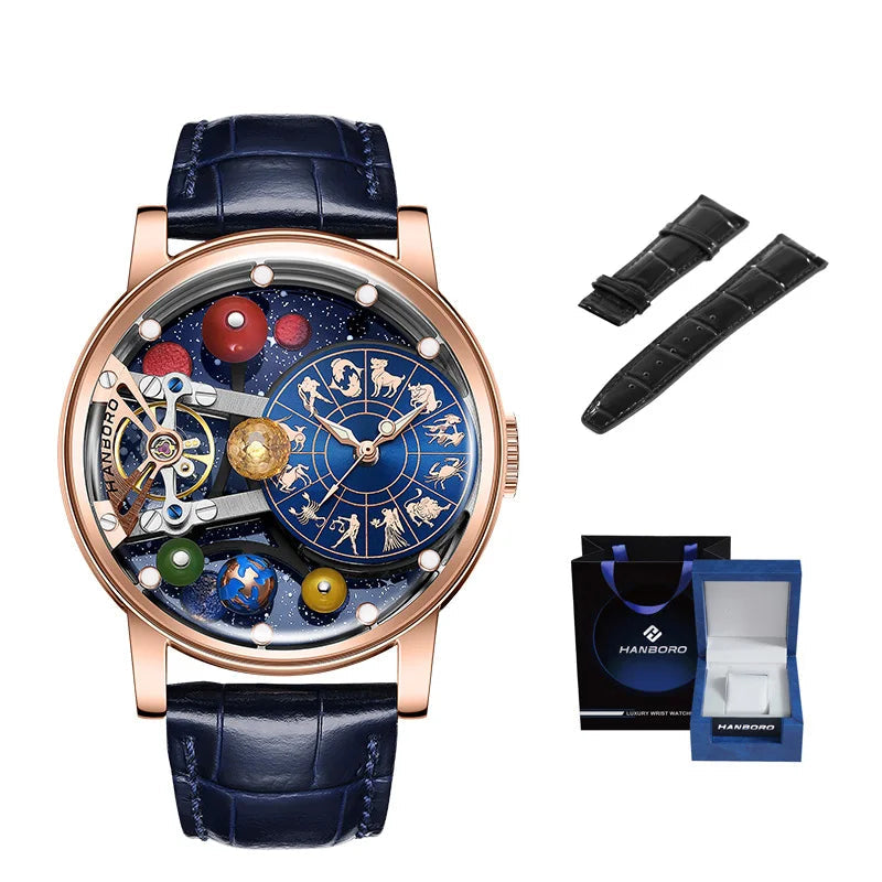 Starry Sky Skeleton Automatic Mechanical Luxury Constellation Waterproof Watch