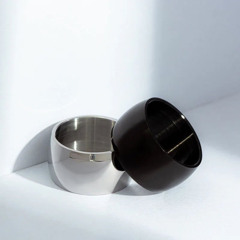 12mm Smooth Stainless Steel Classic Gold Couple Rings