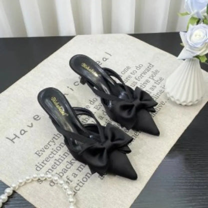 Fairy French Pointed Bow Hollow Slippers