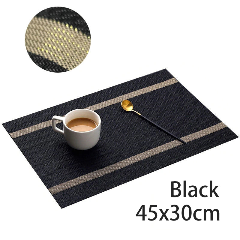Striped PVC Table Mat Woven Waterproof