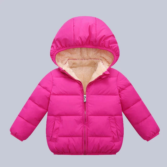 Winter Baby Kids Fleece Cartoon Warm Hooded Down Jackets
