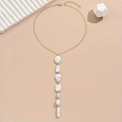 Baroque Pearl Y-Shape Long Tassel Luxurious Bohemian Necklace