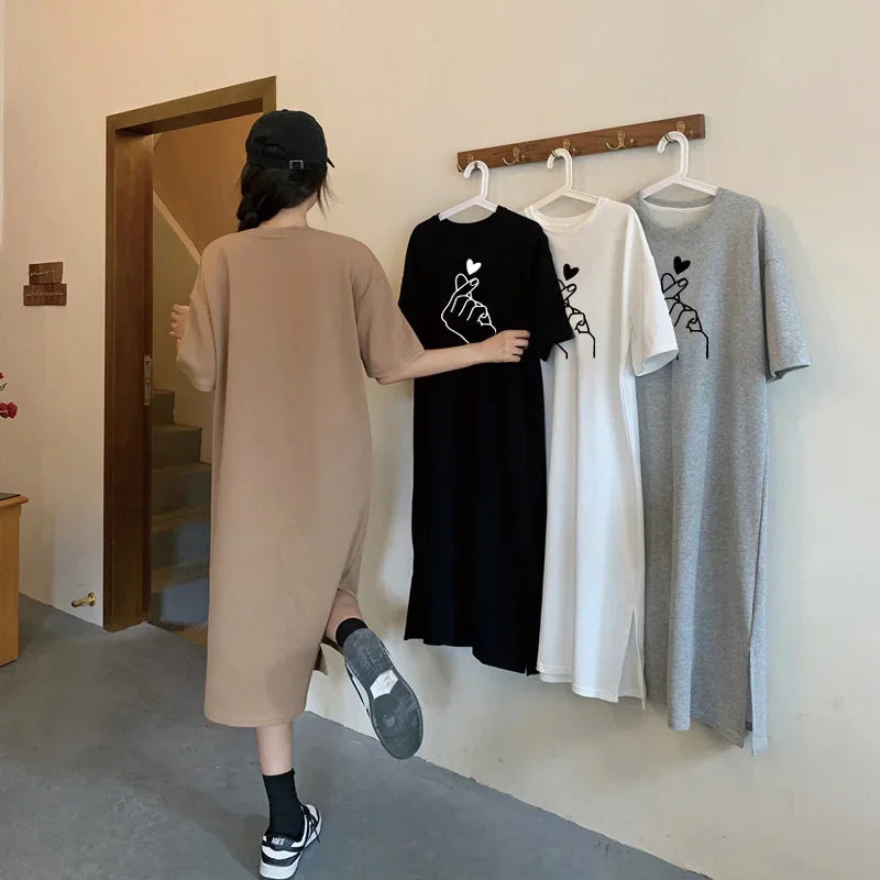Elegant Large Size Loose Casual Short-sleeved Dresses
