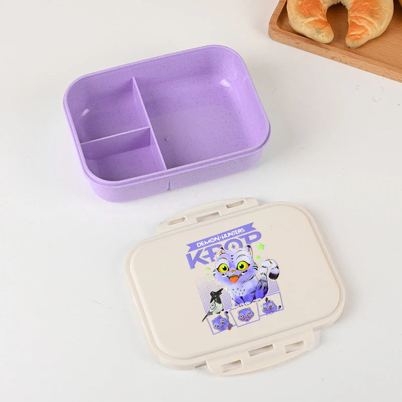 KPOP Demon Hunters Lunch Box Cute Mira Zoey Jinu Portable Plastic Bento Box