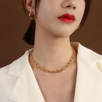 316L Stainless Steel Metal Chain 18K Gold Plated Neck Chain Waterproof Necklace