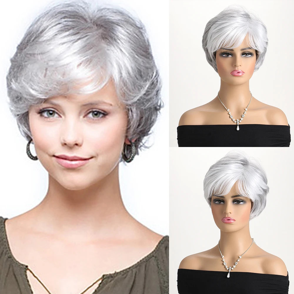 Short Natural Wigs with Bangs Soft  Hair Wig