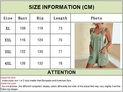 Plus Size Overalls Sleeveless Loose Wide Leg Overall Jumpsuit