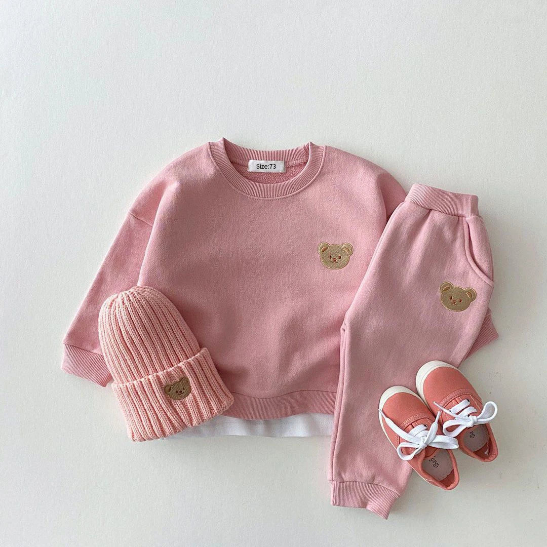 Toddler Baby Fall Girl Sports Bear Sweatshirt Pants Sets