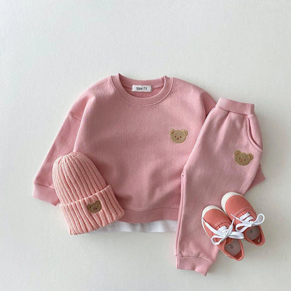 Toddler Baby Fall Girl Sports Bear Sweatshirt Pants Sets
