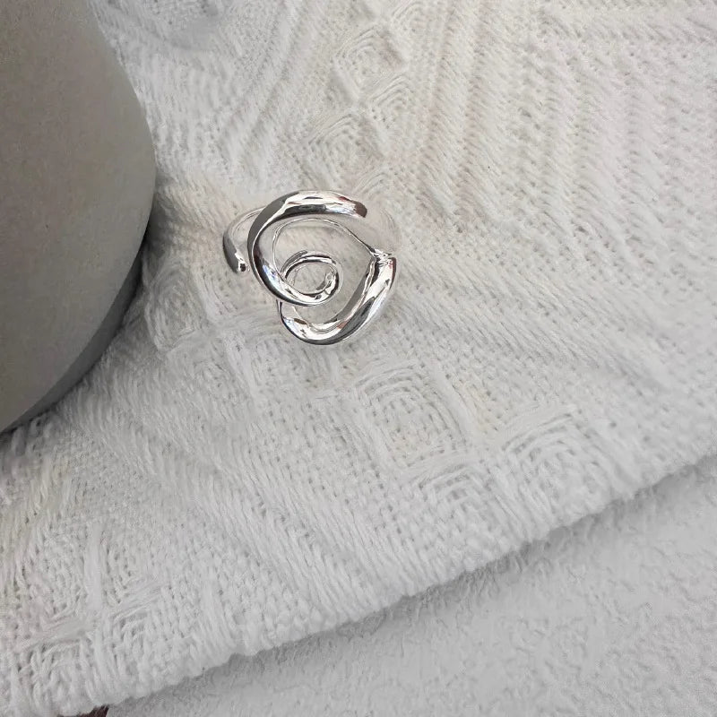 925 Sterling Silver Geometric Black Stone Rings