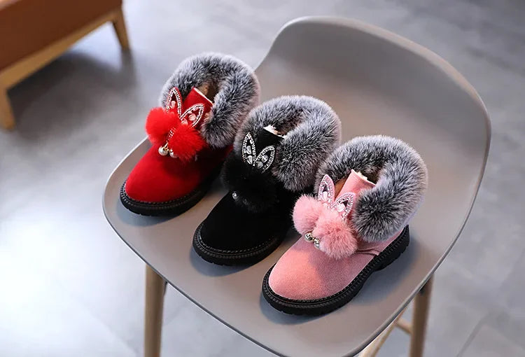 Winter Princess Snow Leather Soft Bottom Kids Boots