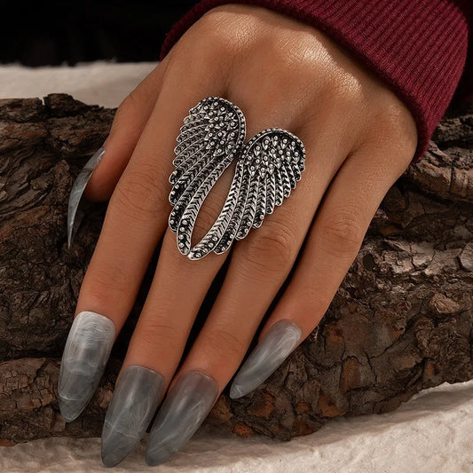 Alloy Angel Wings Ring Opening Adjustable Animal Love Ring