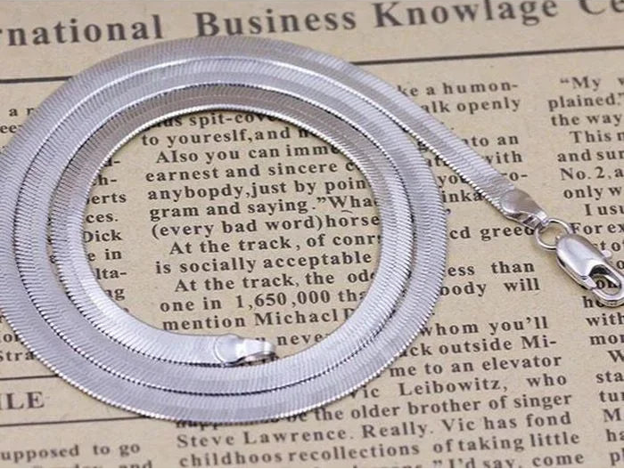 925 Sterling Silver 4MM Blade Chain Necklace Jewelry