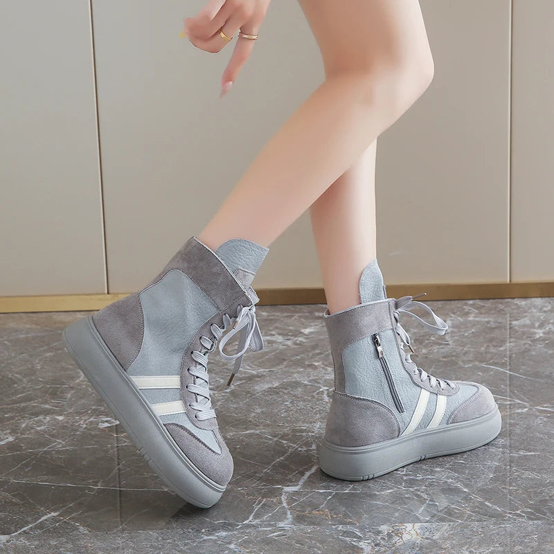 Sports and Leisure High Top Shoes Flat Bottomed Lightweight Boots Sneakers