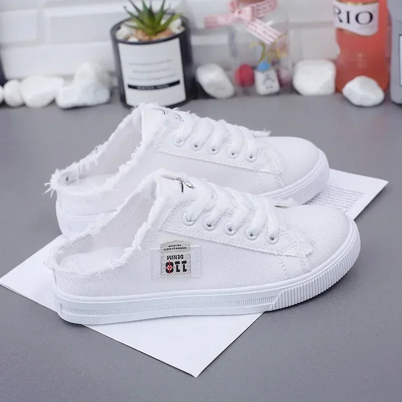 Canvas Lace-Up Flat Shoes