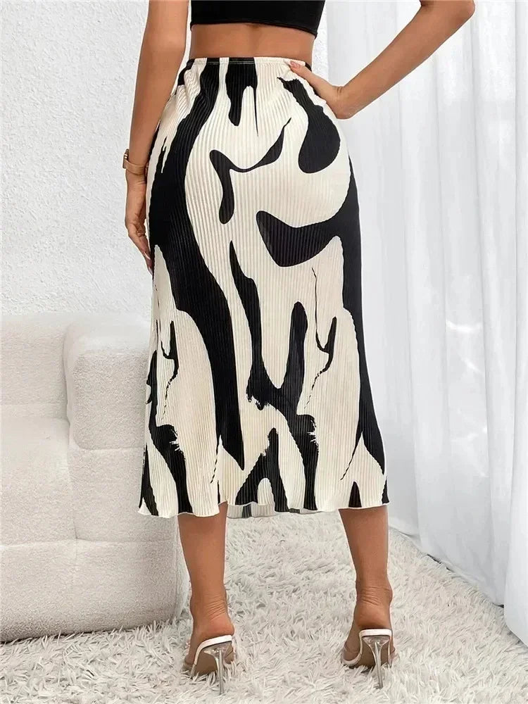 Casual Graphic High Waist Geometry Midi Skirt