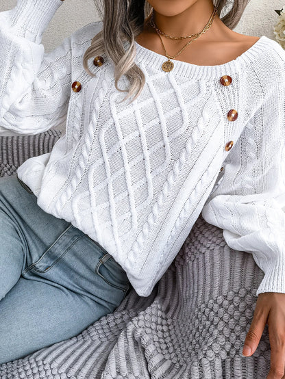 Casual Square Collar Long Sleeve Sweaters