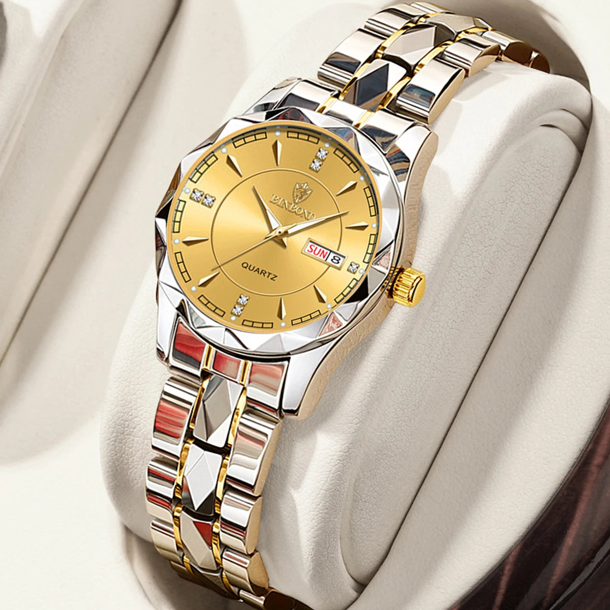 Luxury Ladies Quartz Waterproof Luminous Date Stainless Stain Wristwatch