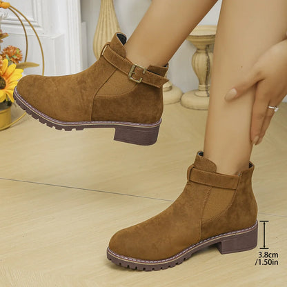 High Quality Belt Buckle Plus Size Modern Round Toe Naked Boots
