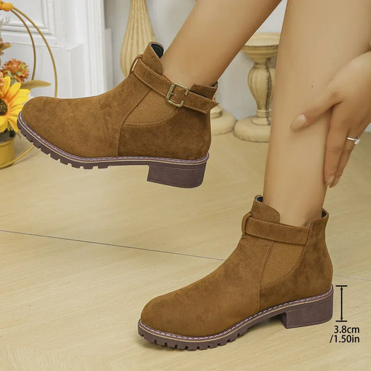 High Quality Belt Buckle Plus Size Modern Round Toe Naked Boots