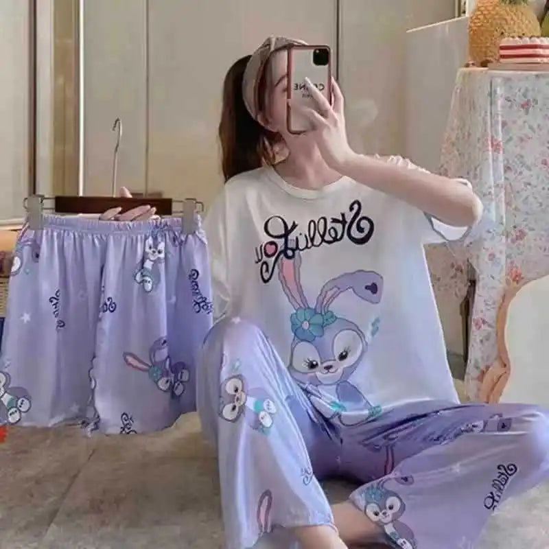 Three-piece Cartoon Pajamas Set