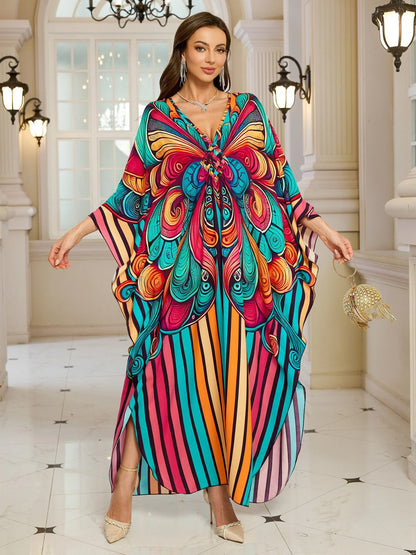 Kaftan Wave Neck Swimsuit Cover Up Caftan Dress