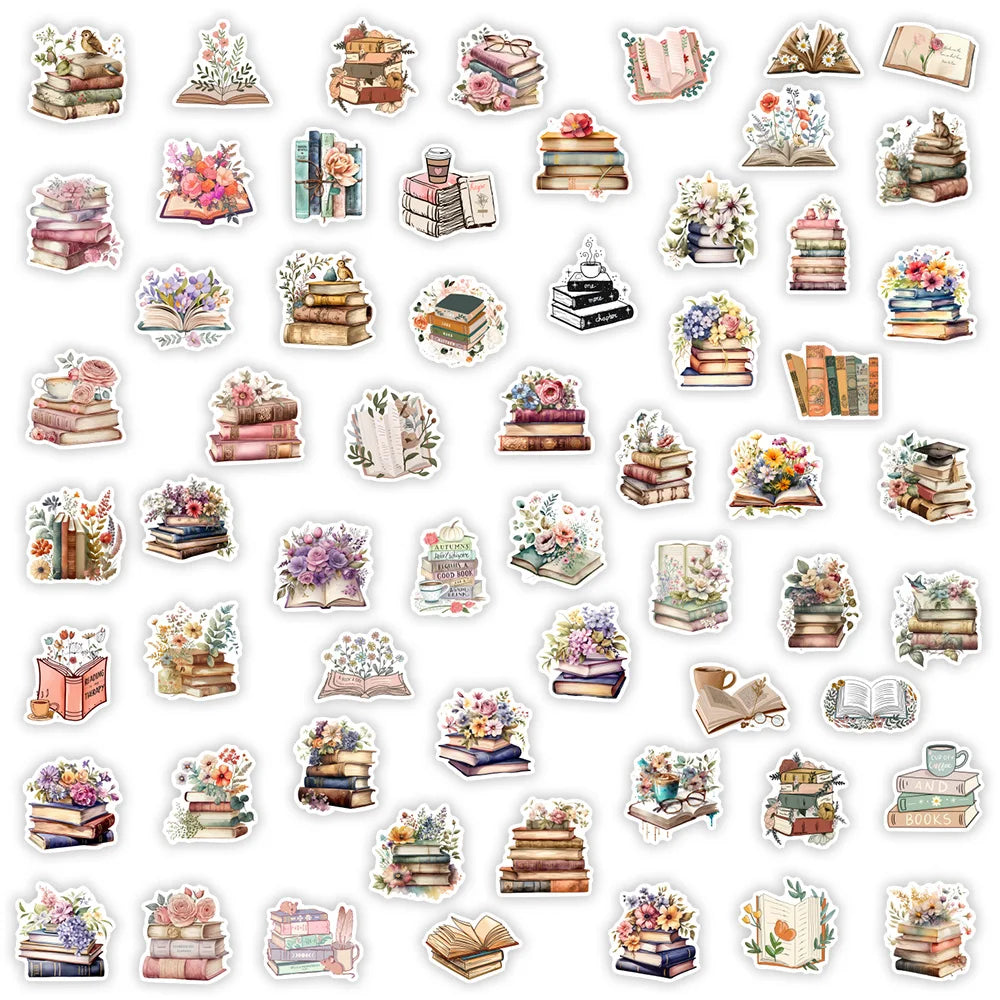 Watercolor Book with Flower Aesthetic Stickers Waterproof