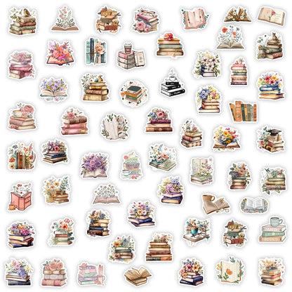 Watercolor Book with Flower Aesthetic Stickers Waterproof