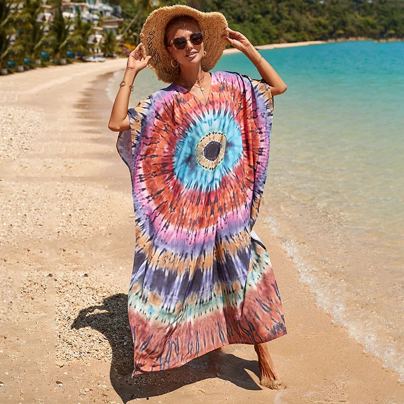 Swimsuit Kaftans Beach Cover Ups Colorful Outfits Dress