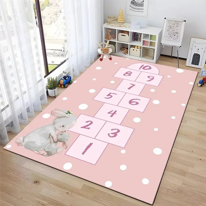 Interactive Hopscotch Play Mat Cartoon-Inspired Carpet