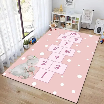 Interactive Hopscotch Play Mat Cartoon-Inspired Carpet