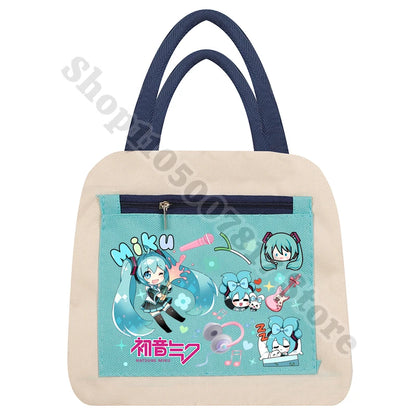 Girl Cartoon Printed Lunch Tote Casual Storage