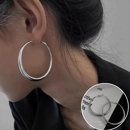 925 Sterling Silver Frosting Hoop Crossing Line Hollow Out Earrings
