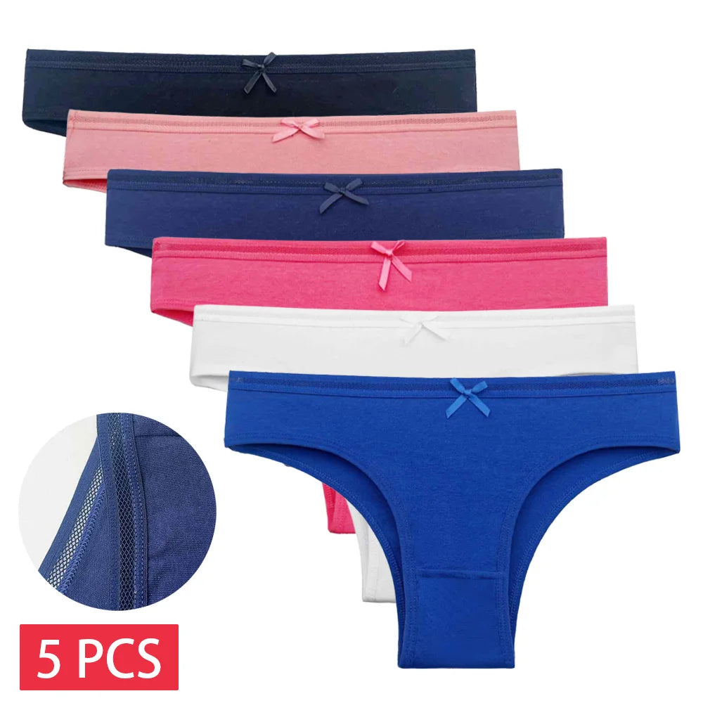5 Pcs/Set Cotton Panties Sexy Lace Low Waist M-XL  Lingerie