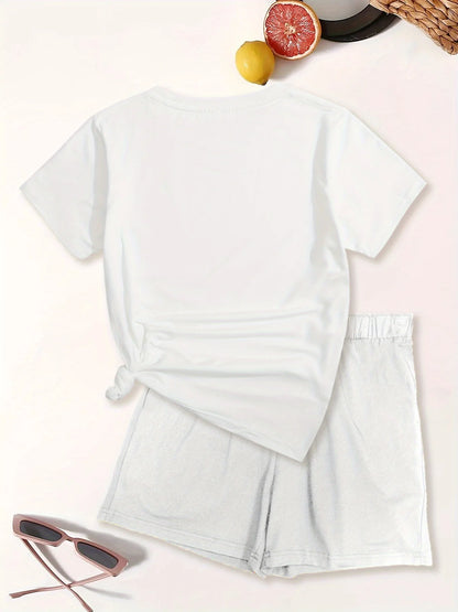 Cartoon print short sleeved T-shirt Set