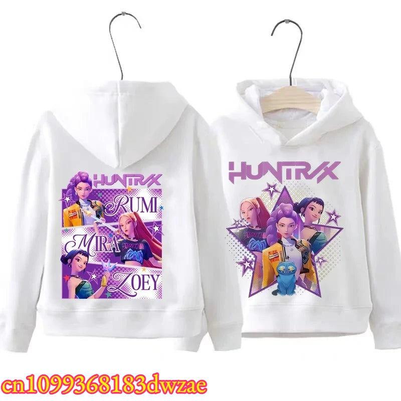 Rumi Mira Zoey Graphic Hoodie Front Back Hooded Casual Long Sleeve Pullovers