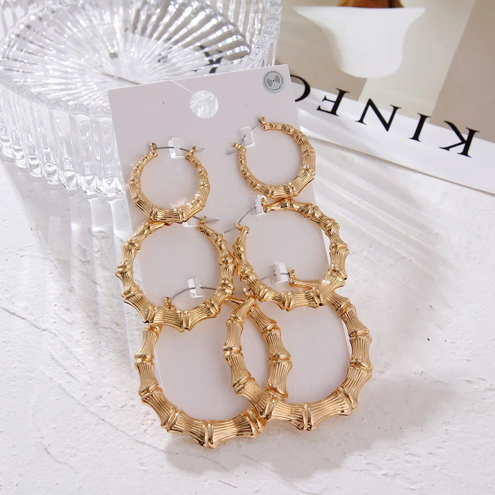 3pairs Hoop Big Geometry Round Circle Earring