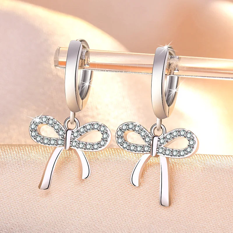 925 Sterling Silver Zircon Buckle Earrings